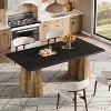 Tribesigns Dining Table for 4-6, 63" Farmhouse Rectangular Kitchen Table with Octagonal Sturdy Base, for Dining Room, Black & Rustic Brown - 3 of 4