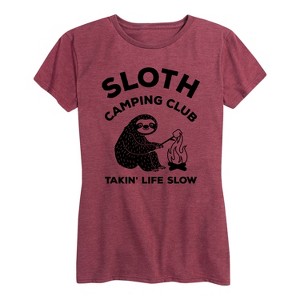 Women's - Instant Message - Sloth Camping Club Short Sleeve Graphic T-Shirt - 1 of 4