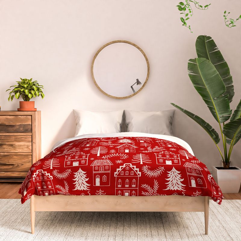 Pimlada Phuapradit Christmas village Red Comforter + Pillow Sham(s) - Deny Designs, 3 of 4