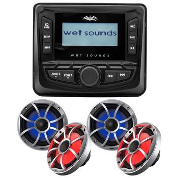 Wet Sounds WS-MC-5 AM/FM Stereo + 2 Pairs RGB LED 6.5" Coaxial Speakers