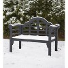 Evergreen Lutyens Wood Garden Bench - Black - 4 of 4