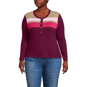 Lands' End Women's Long Sleeve Cozy Rib Henley Top - 1 of 3