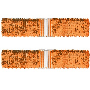 Allegra K Women's Stretchy Wide Waist Belts Interlock Buckles Shinny Sequins Decor Belts for Dresses 2 Pcs - 1 of 4