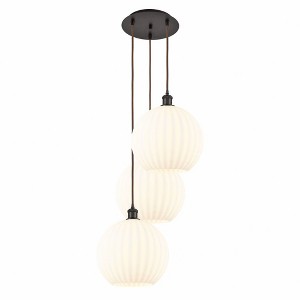 White Venetian - 3 Light Cord Hung Multi Pendant In Modern Style-39 Inches Tall and 18.5 Inches Wide - 1 of 1