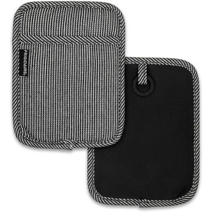 Home Mart Goods Black Heat Resistant Thick Soft Quilted Lining Kitchen Oven Pot Holders With Neoprene and Cotton Non-slip - 2 Pack - 1 of 1