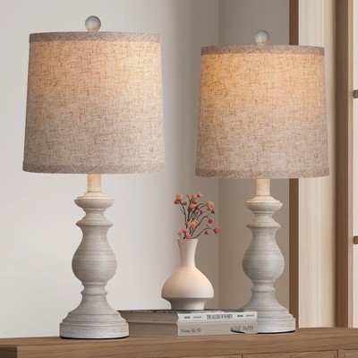ROTTOGOON 22" Traditional Table Lamp Set of 2, Rustic Farmhouse for Living Room Bedroom, Vintage Bedside Nightstand Lamps with Linen Shades