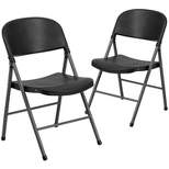 Flash Furniture 2 Pack HERCULES Series 330 lb. Capacity Plastic Folding Chair with Charcoal Frame