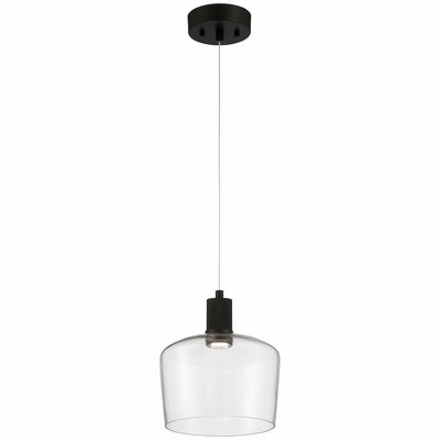 Transitional Matte Black 9'' LED Pendant with Clear Glass