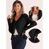 Allegra K Women's Long Sleeve Buttons Stretchy Ruffle V Neck Sweater Cardigan - 2 of 4