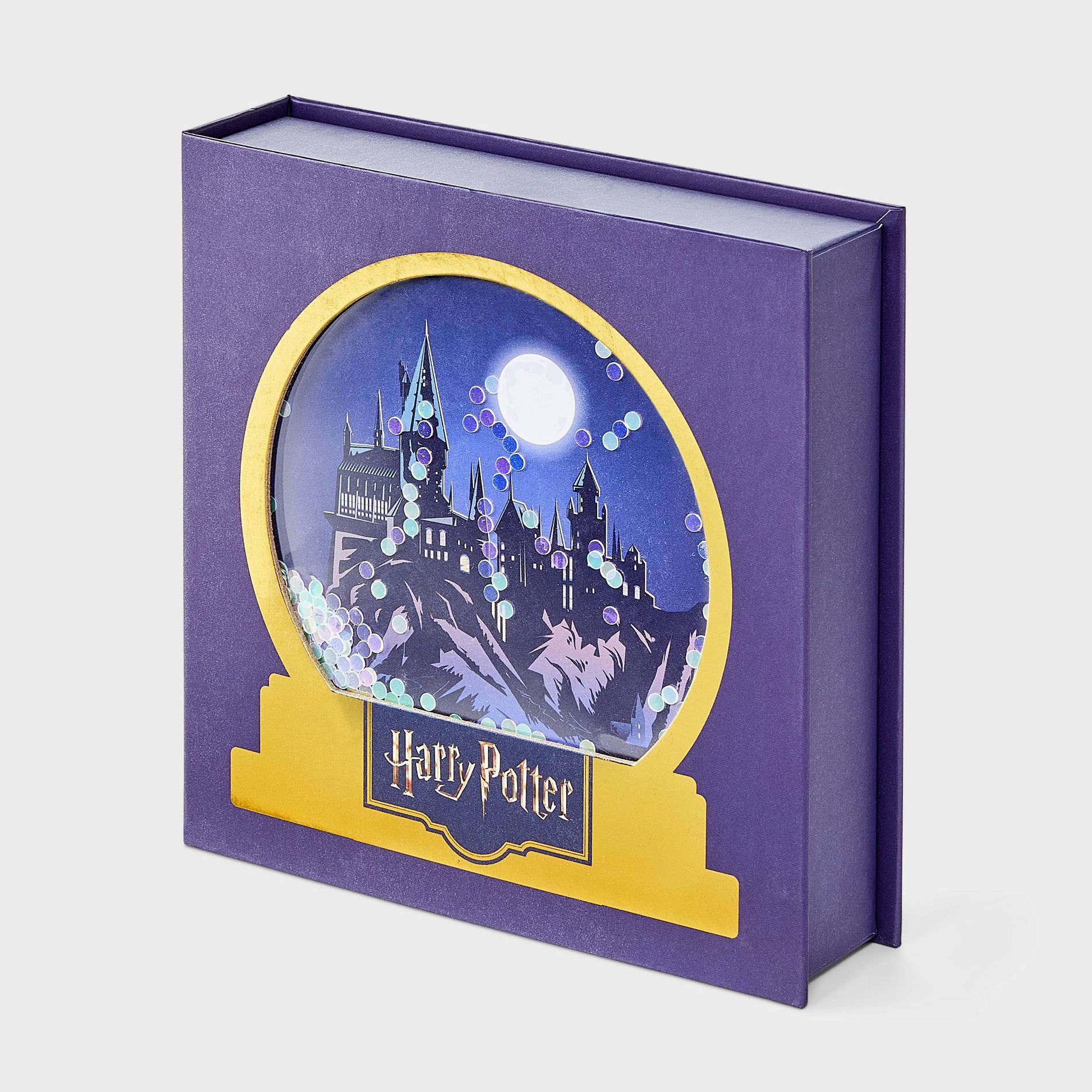 Women's Harry Potter Snow Globe Box of Cozy Embroidered Crew Socks - Purple 4-10