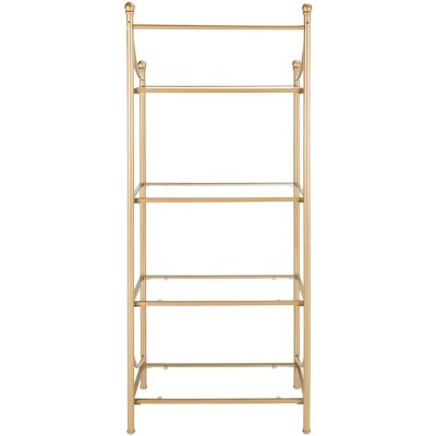 Elegant Diana 4-Tier Gold Metal & Tempered Glass Etagere