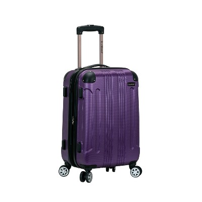 purple rolling suitcase