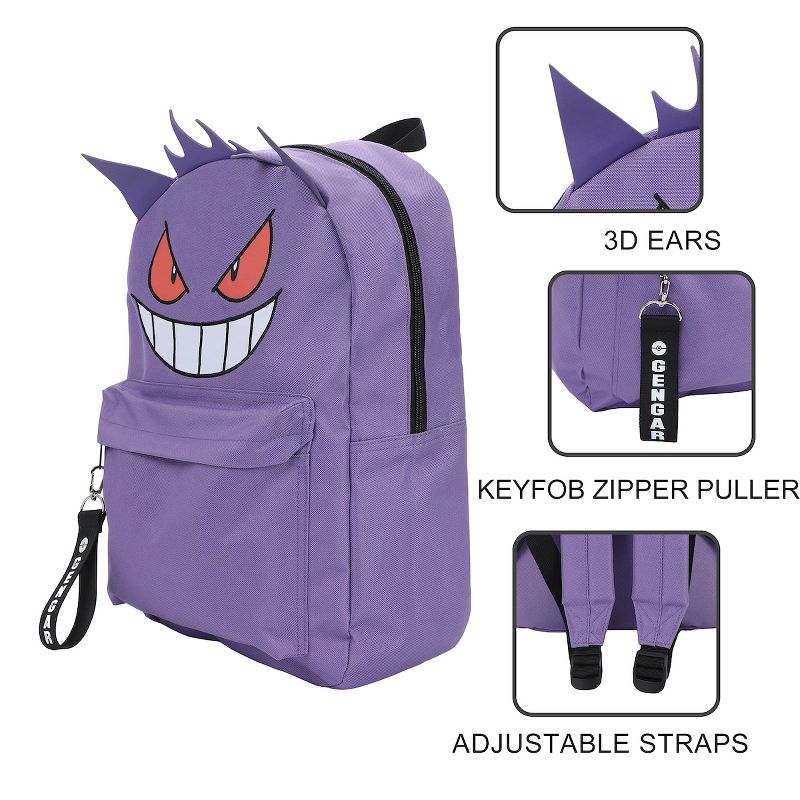 Pokemon Gengar Character 16" Backpack with Chunky Webbing Strap, 4 of 7