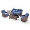 Belord 5PCS Patio Furniture Set with 6" Thick Cushion, Brown Wicker Outdoor Conversation Set with Swivel Chairs and Tempered Glass Top Coffee Table - 4 of 4