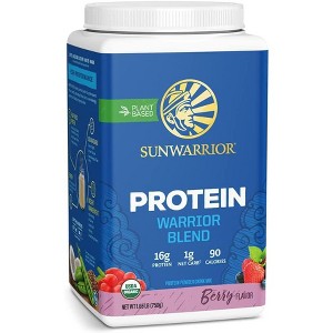 Warrior Blend Protein, Vegan Plant-Based Organic Protein Powder, Berry, Sunwarrior, 15 or 30 Servings - 1 of 4
