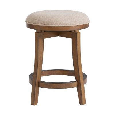 Timeless Swivel Brown Wooden Counter Height Stools, Set of 2