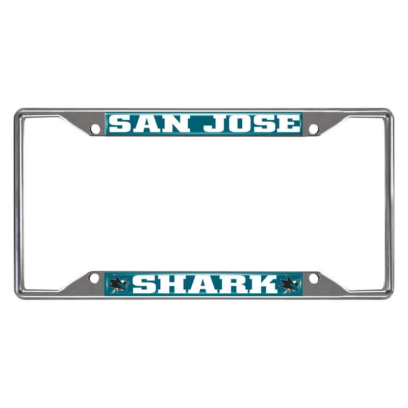 NHL San Jose Sharks Chrome Metal License Plate Frame - Durable, Vibrant Team Colors, Secure Fit, 1 of 4