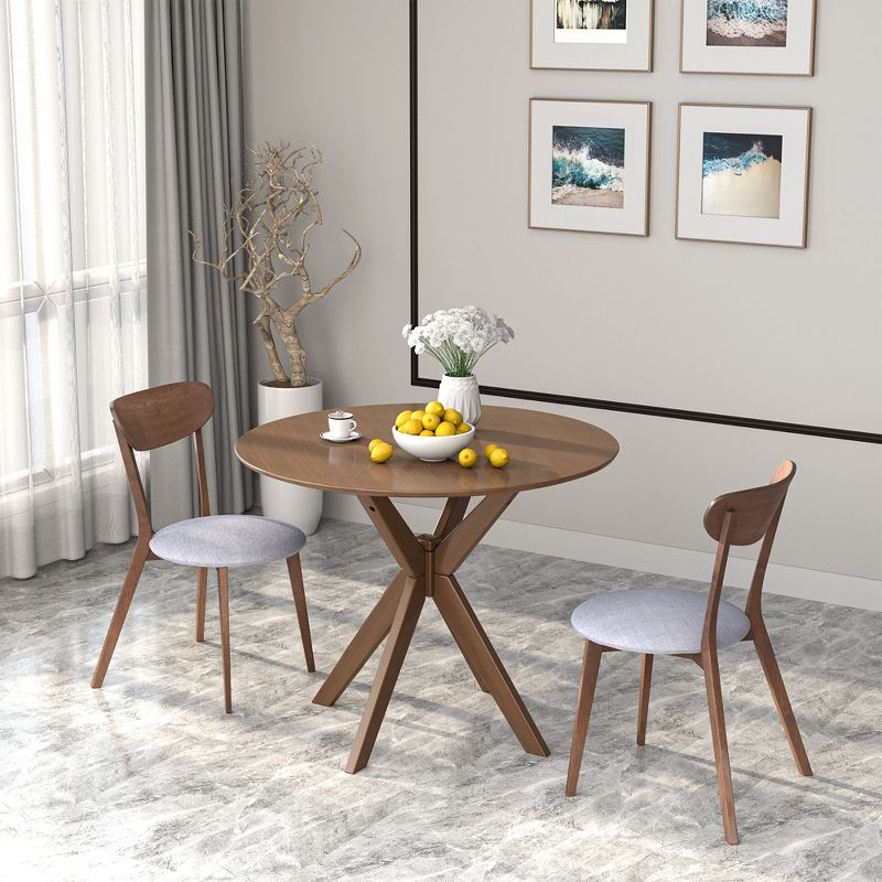 Costway 3 PCS Dining Table Set Modern Round Kitchen Table and Chairs Set for Dining Room, 2 of 11