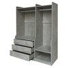 TIRAMISUBEST Open Style Storage Wardrobe with 2 Hanging Rods, Bedroom Armoire Closet with 3 Storage Drawers and Open Shelf - 3 of 4