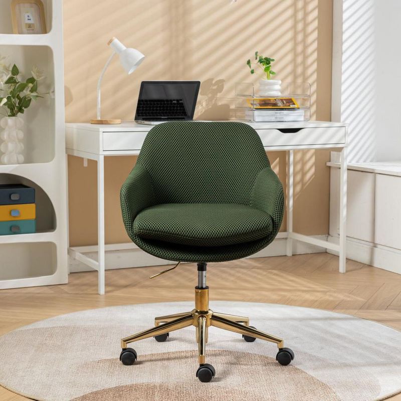 Mesh Fabric Home Office 360°Swivel Chair Adjustable Height With Gold Metal Base, Home Office Height Adjustable High Back Chair-The Pop Home, 1 of 10