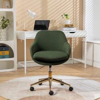 Mesh Fabric Home Office 360°Swivel Chair Adjustable Height With Gold Metal Base, Home Office Height Adjustable High Back Chair-The Pop Home