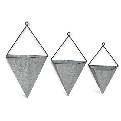 Cheung's Bea Set of 3 Galvanized Wall Planters