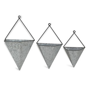 Cheung's Bea Set of 3 Galvanized Wall Planters - 1 of 4