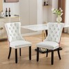 COWLOWN Set of 2 Luxury Tufted Dining Chairs, PU & Velvet Upholstered Chairs with Solid Wood Legs - 3 of 4