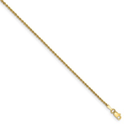 Black Bow Jewelry 1.5mm, 14k Yellow Gold Handmade Rope Chain Bracelet