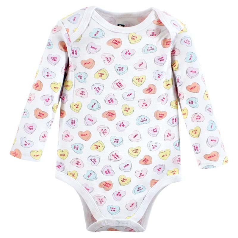 Hudson Baby Infant Girl Cotton Long-Sleeve Bodysuits, Be Mine Valentine, 5 of 7