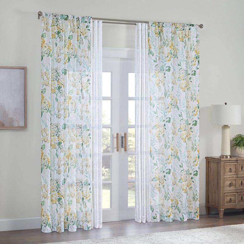 Indochine Embroidered Light Filtering Curtain Panel White - Waverly, 6 of 12