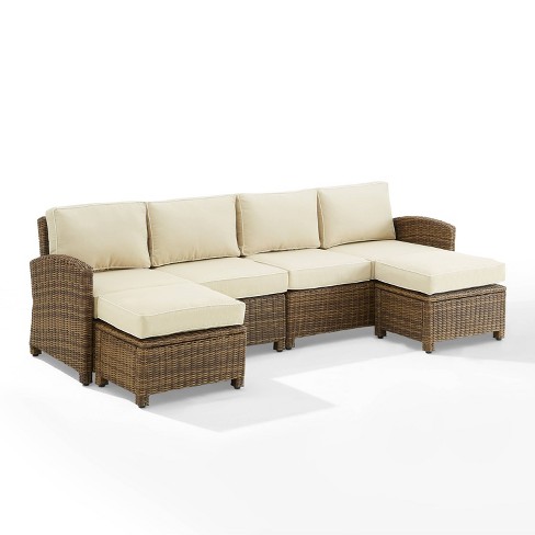 Bradenton 4pc Outdoor Wicker Sectional Set Weathered Brown Sand Crosley Target