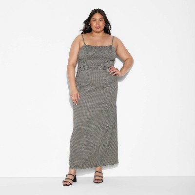 Женские платья Wild Fable Women's Sleeveless Knit Maxi Empire Waist Dress - Wild Fable™ Gray Check 1X — фото 2
