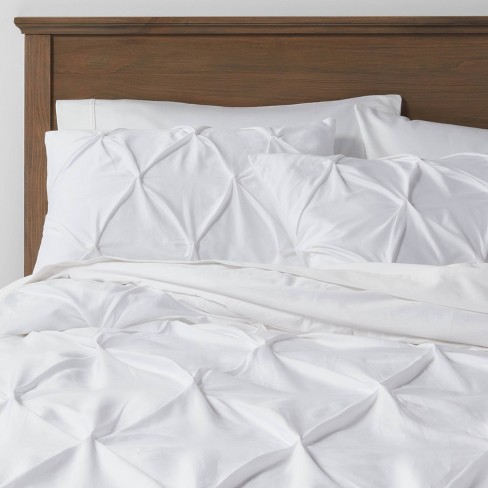 White Pinched Pleat Duvet Cover Set, Twin Duvet Covers Target