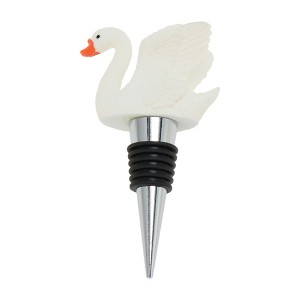 Unique Bargains Swan with Crown (Eyes Closed) Aluminum Alloy TPE White Black Silver Tone 1 Pc - 1 of 3