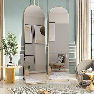 FURNIinspire Full Length Mirrors Wall Mirror, Decorative Mirror, Clothing Store, Floor Standing Large Mirror, Wall Mounted, Gold 16.5"*0.3"*59.8" - 1 of 4