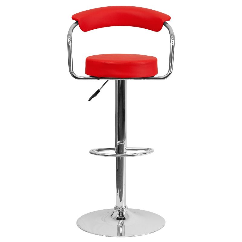 Emma and Oliver 2 Pack Contemporary Vinyl Adjustable Height Barstool with Arms and Chrome Base, 5 of 7