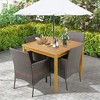 Tangkula 5 PCS Patio Dining Set Acacia Wood Table w/ 1.9" Umbrella Hole Cushioned Chairs - 2 of 4