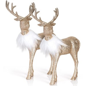 Ornativity Glitter Christmas Reindeer Figurines - Gold - Pack of 2 - 1 of 4