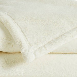 Royal Velvet King Lavish Plush Solid Blanket Ivory: Cozy Year-Round Polyester, Machine Washable, 92x108" - 1 of 3