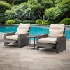 Teamson Home - Outdoor 3 Piece Wicker Recliner Set with Wood Armrests and Cushions - 2 of 4