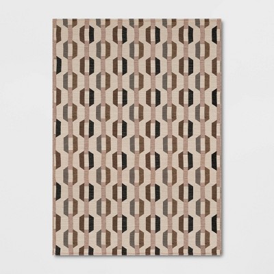 7'x10' Geometric Chains Outdoor Area Rug Brown/Black - Threshold™