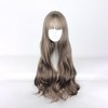 Unique Bargains Women's Curly Wigs 28" Brown with Wig Cap Long Hair With Bangs - 2 of 4