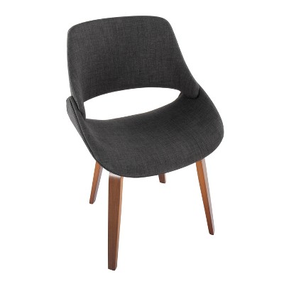 Set of 2 Walnut Wood Charcoal Upholstered Dining Chairs