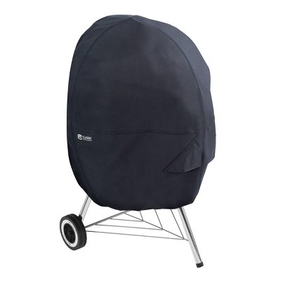 30" Black Water-Resistant Kettle Grill Cover with Chimney