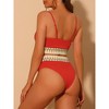 Elerevyo Women's High Waisted Ribbed Adjustable Spaghetti Straps Push Up Swimsuit Bathing Suits 2 Pcs - 3 of 4