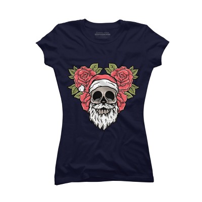 Junior's Design By Humans Christmas with flowers Illustration By rukurustudio T-Shirt