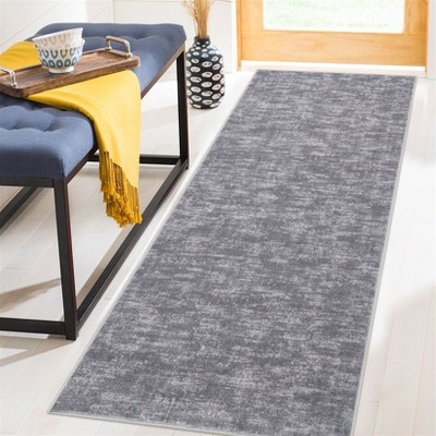 Solid Modern Washable Low Pile Area Rug with Rubber Backing
