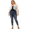 Agnes Orinda Women's Plus Size Sheer Cardigan 3/4 Sleeves Floral Lace Crop Shrug - 3 of 4