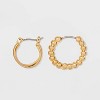 Bead and Twister Hoop Earrings - Universal Thread™ Gold - image 2 of 2
